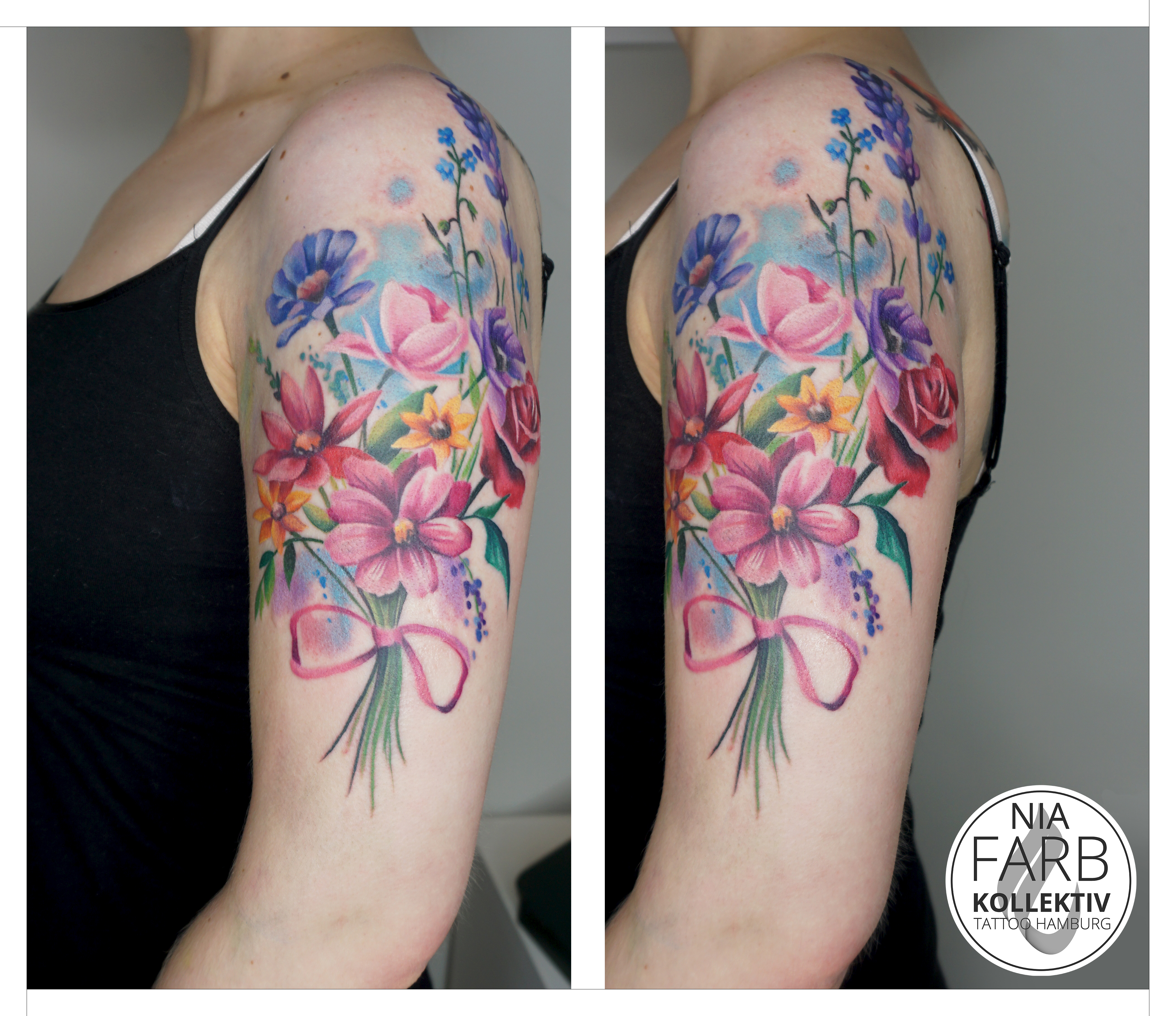 blumenstrauß mit logo – FarbKollektiv Tattoo Hamburg